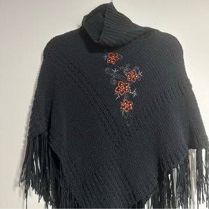 Black floral Poncho